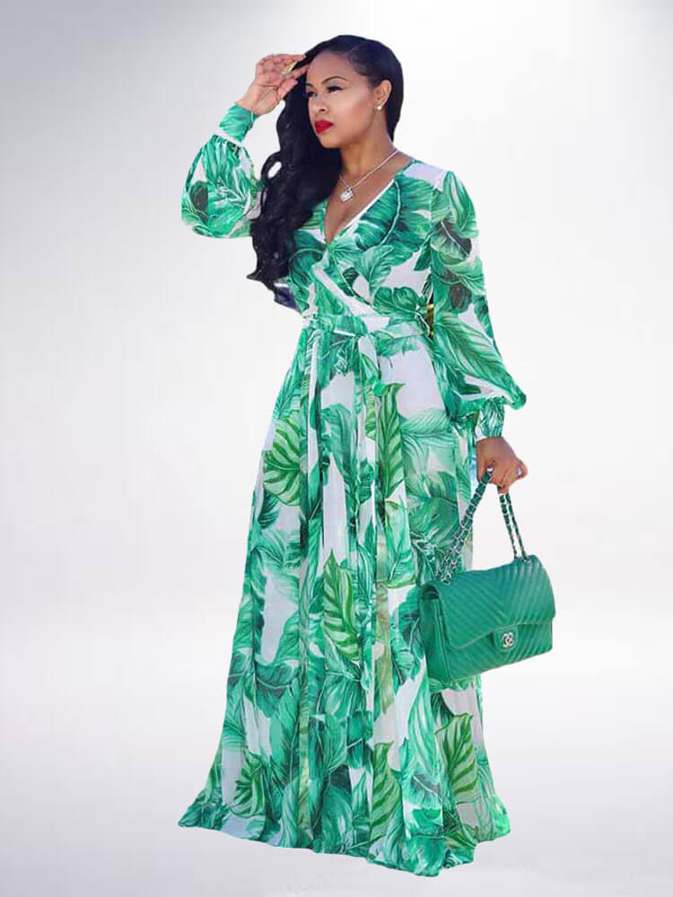 Floral Print Pleated Maxi Dress