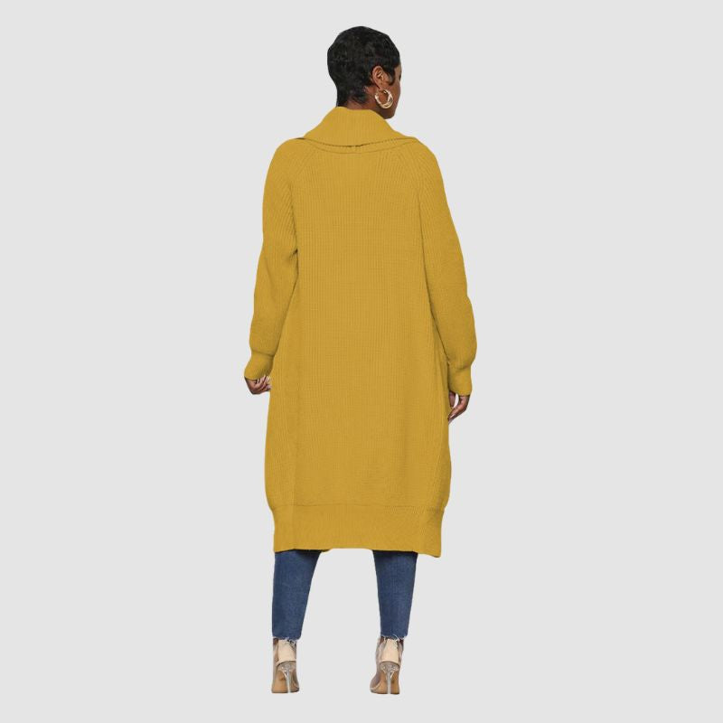 Solid Color Long Knit Cardigan