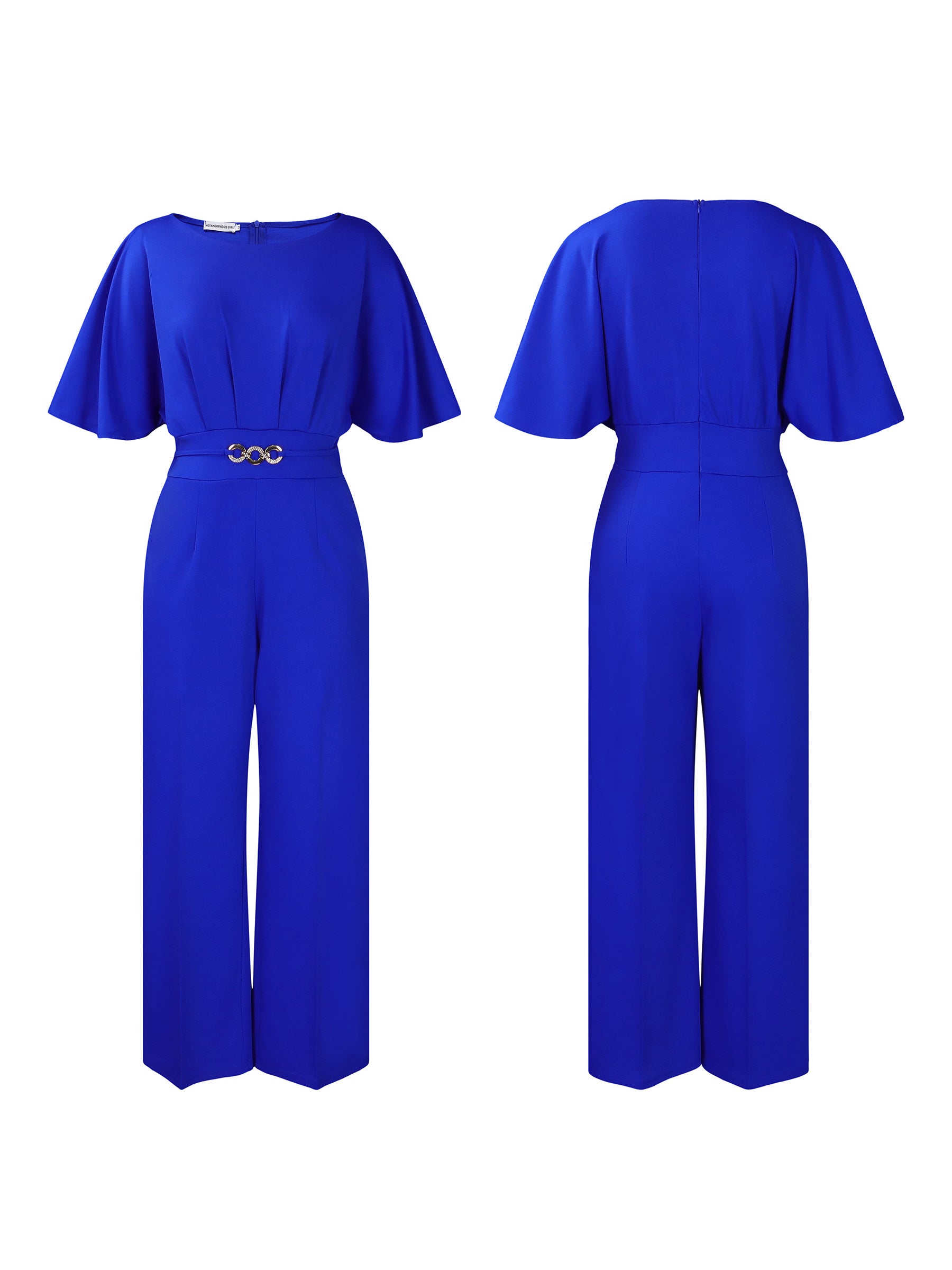 Round Neck Solid Color Wide-Leg Jumpsuit