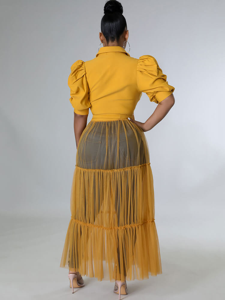 Mesh Patchwork Short Sleeve V Neck Top