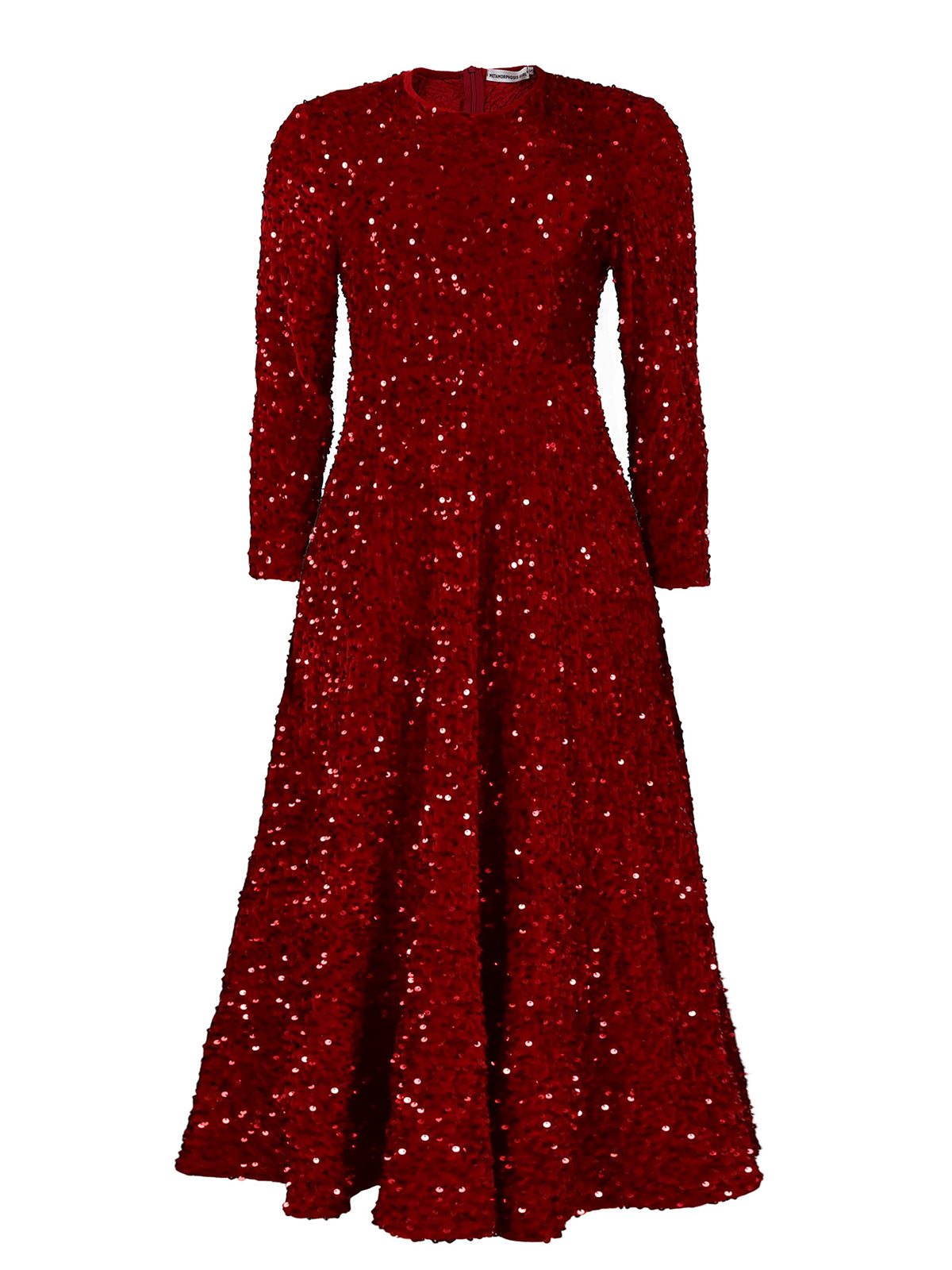 Long Sleeve Solid Color Sequin Dress