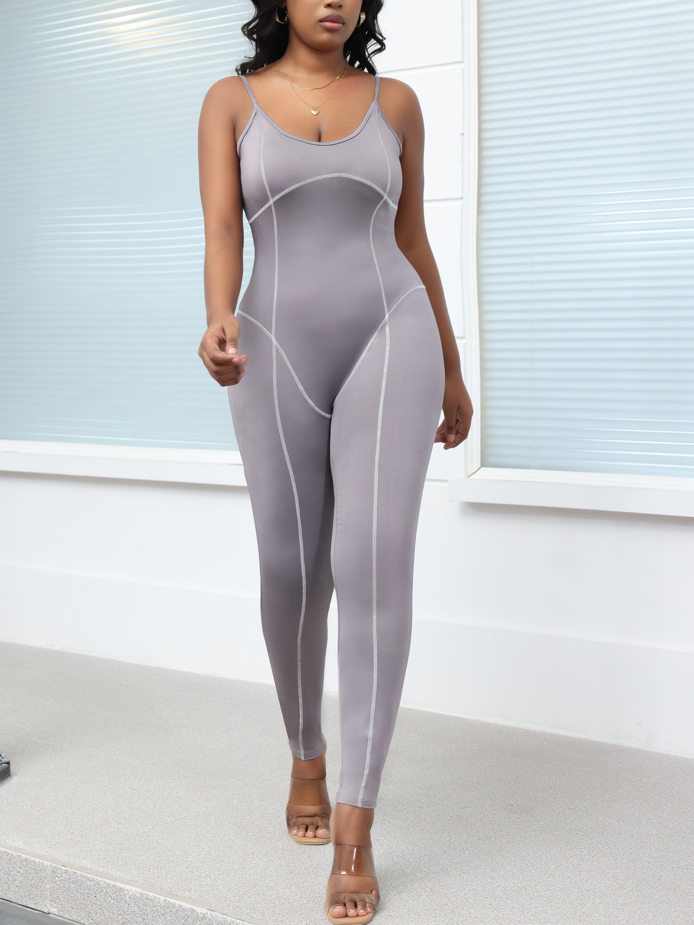 Spaghetti Strap Solid Color Jumpsuit