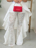 Lace Ruffle Trim Flared Pants