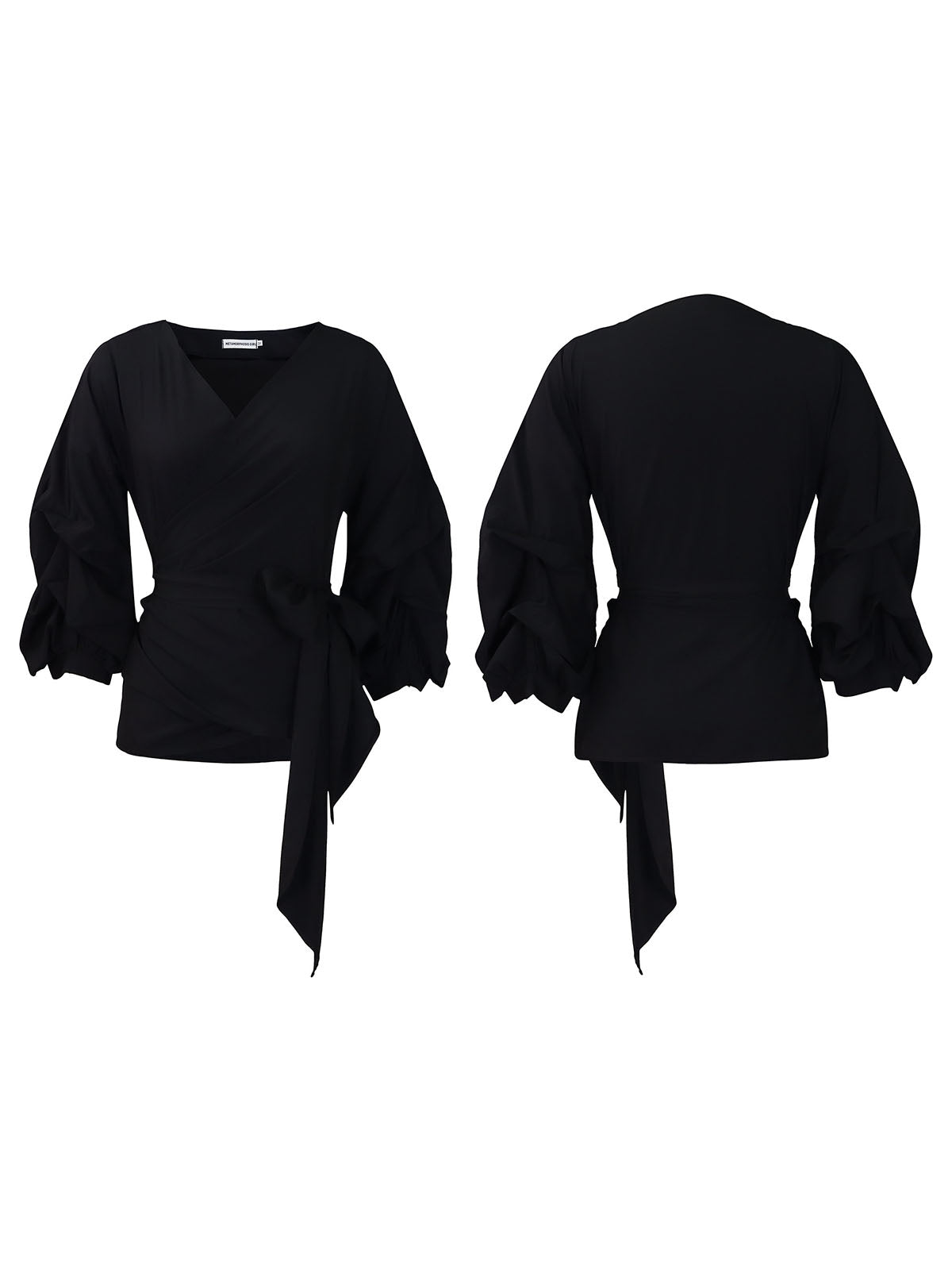 Off-Shoulder Puff Sleeve V-Neck Blouse