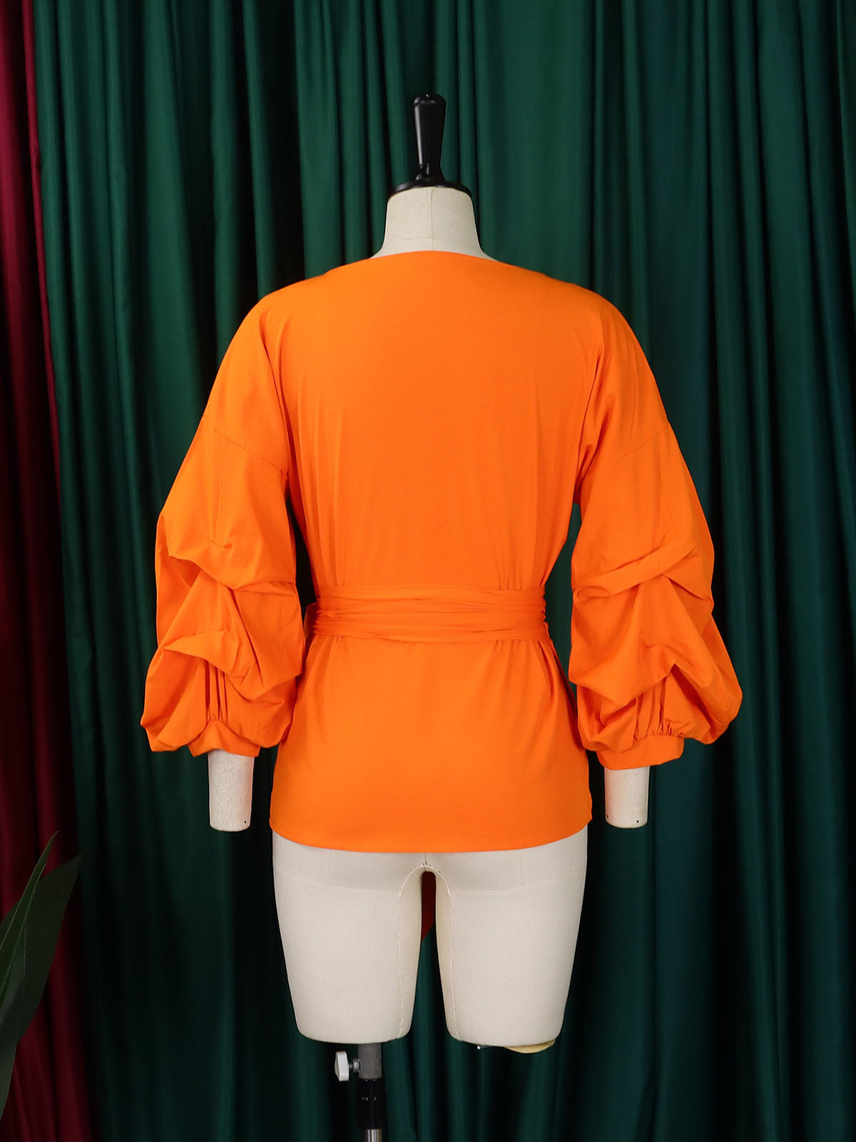 Off-Shoulder Puff Sleeve V-Neck Blouse