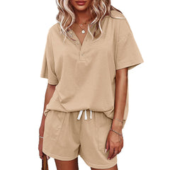 Two Piece Button Down Top and Shorts Set