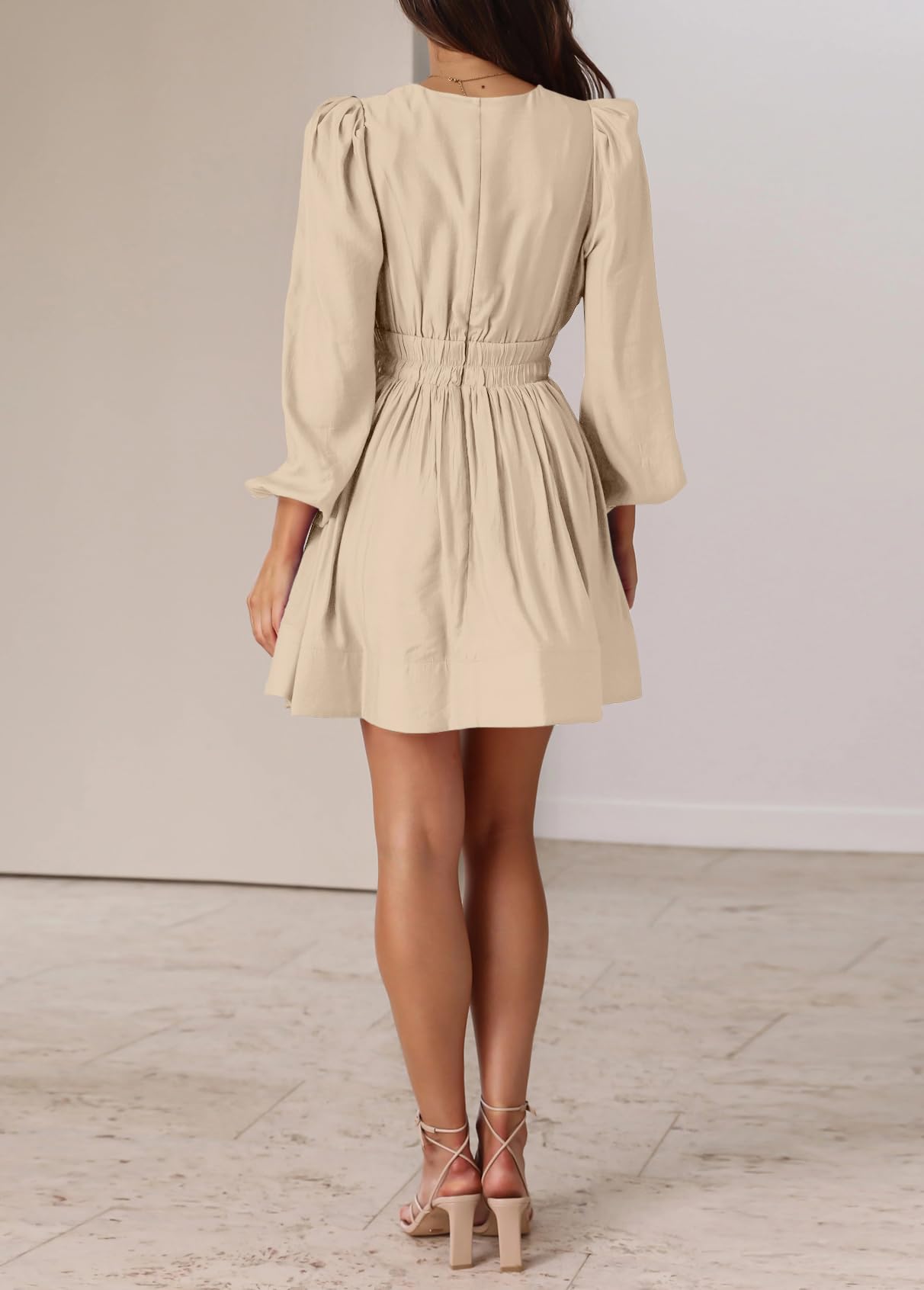 Long Sleeve V Neck Mini Dress