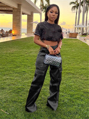 High Wasited Wide Leg Pants with Pockets