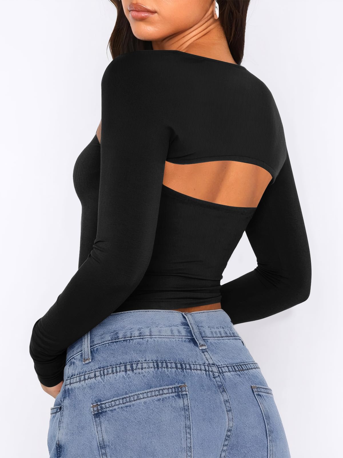 Two Piece Long Sleeve Shrug Set Tube Top