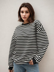 Striped Long Sleeve Crewneck Sweatshirt