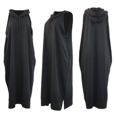 Sleeveless Hooded Midi Dress with Pocket