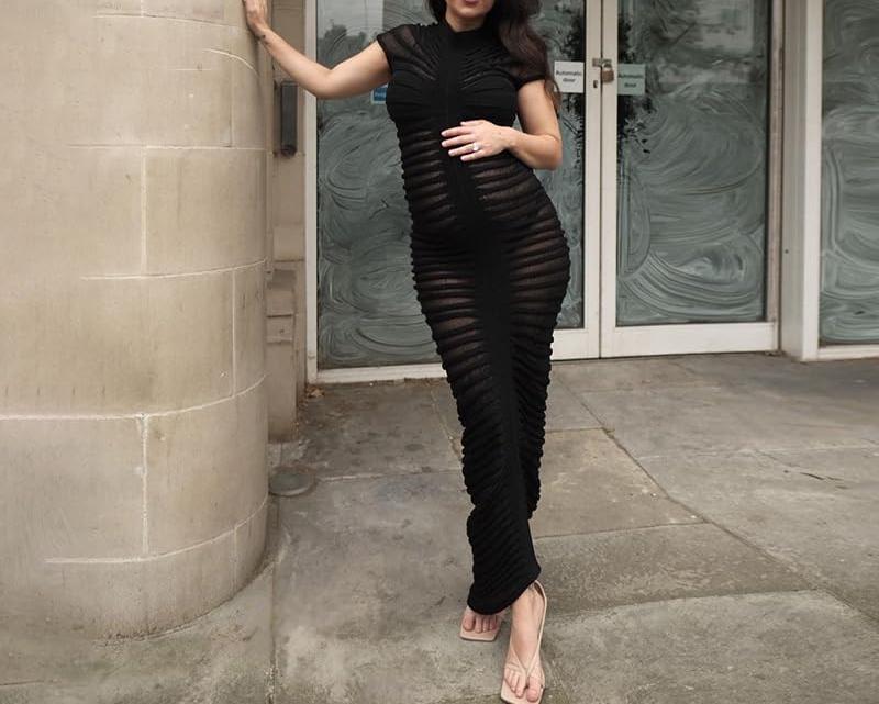 Mesh Short Sleeve Bodycon Ruched Maxi Dress