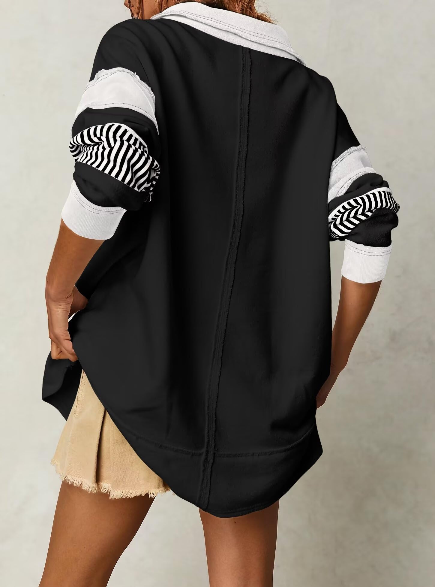 Color Block Long Sleeve Striped Pullover