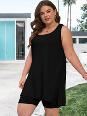 Two Piece Solid Tunic Biker Shorts