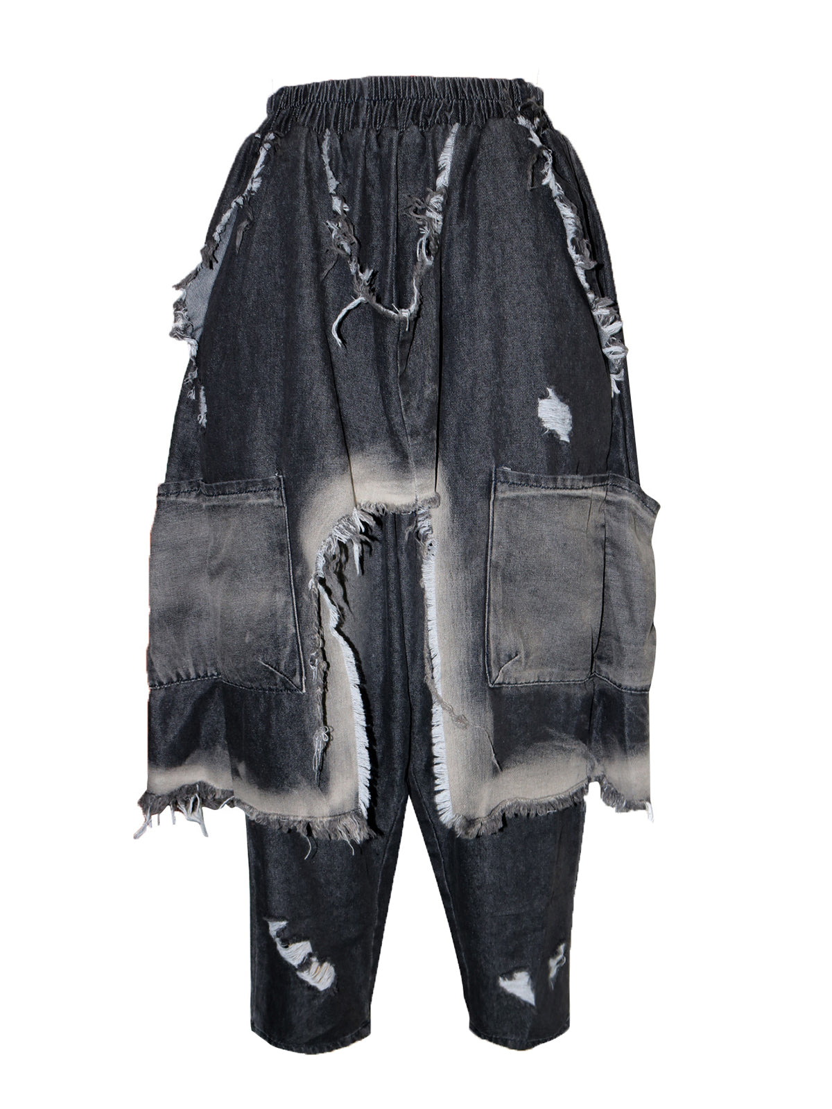 Distressed  Denim Harem Pants