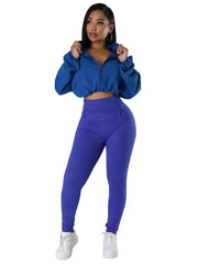 Two Piece Zipper Crop Top & Sweatpants