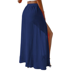 Mesh Swimsuit Cover Up Slit Skirts