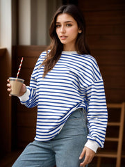 Striped Long Sleeve Crewneck Sweatshirt