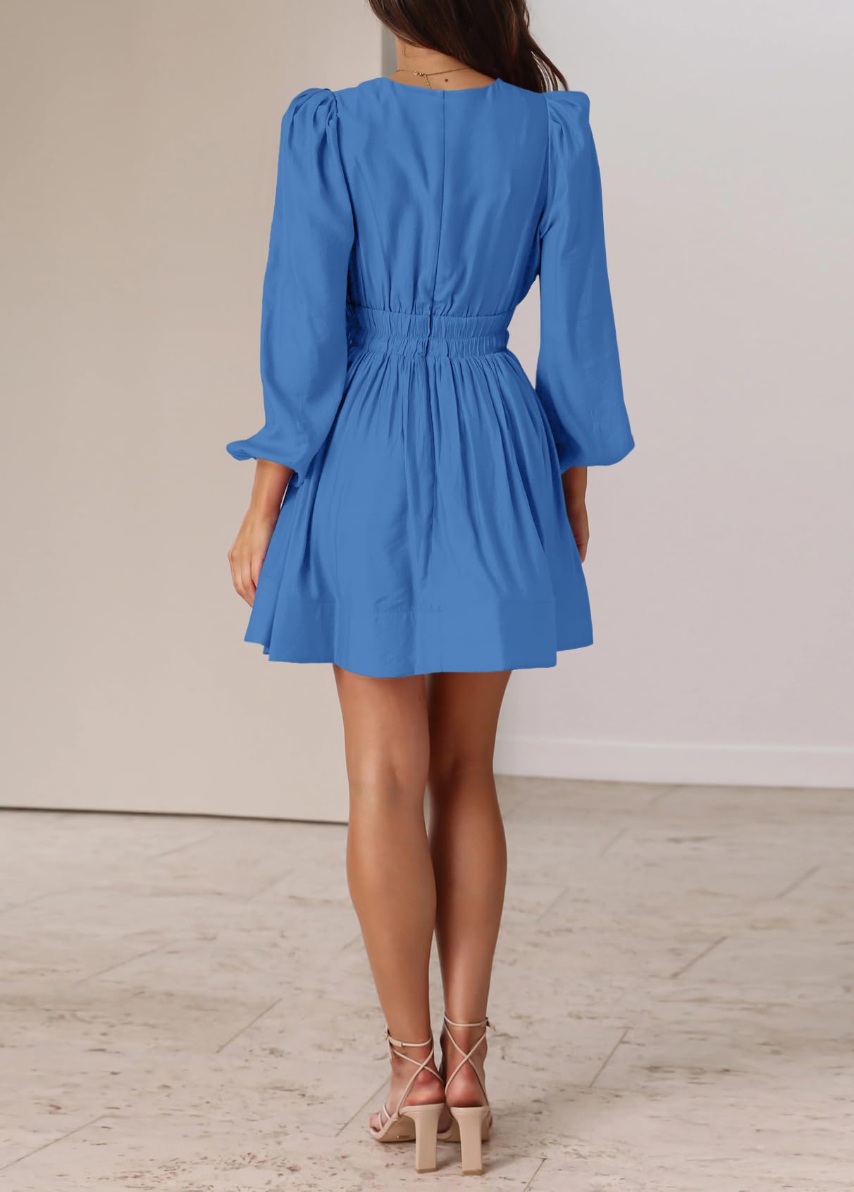 Long Sleeve V Neck Mini Dress