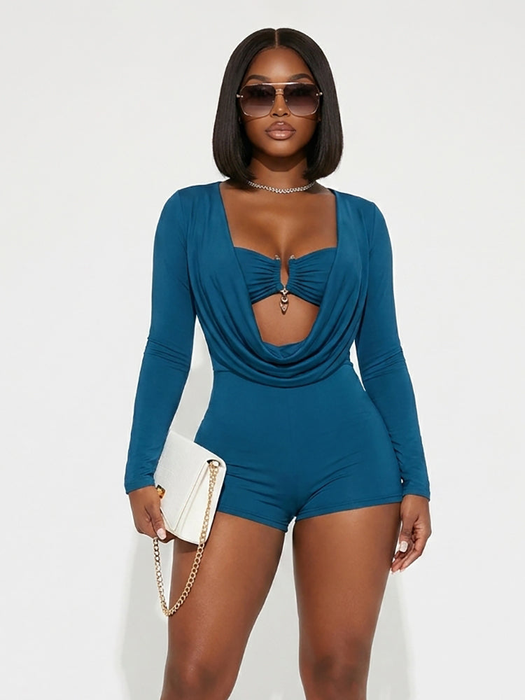 Strapless Metal Detail Top Romper Set