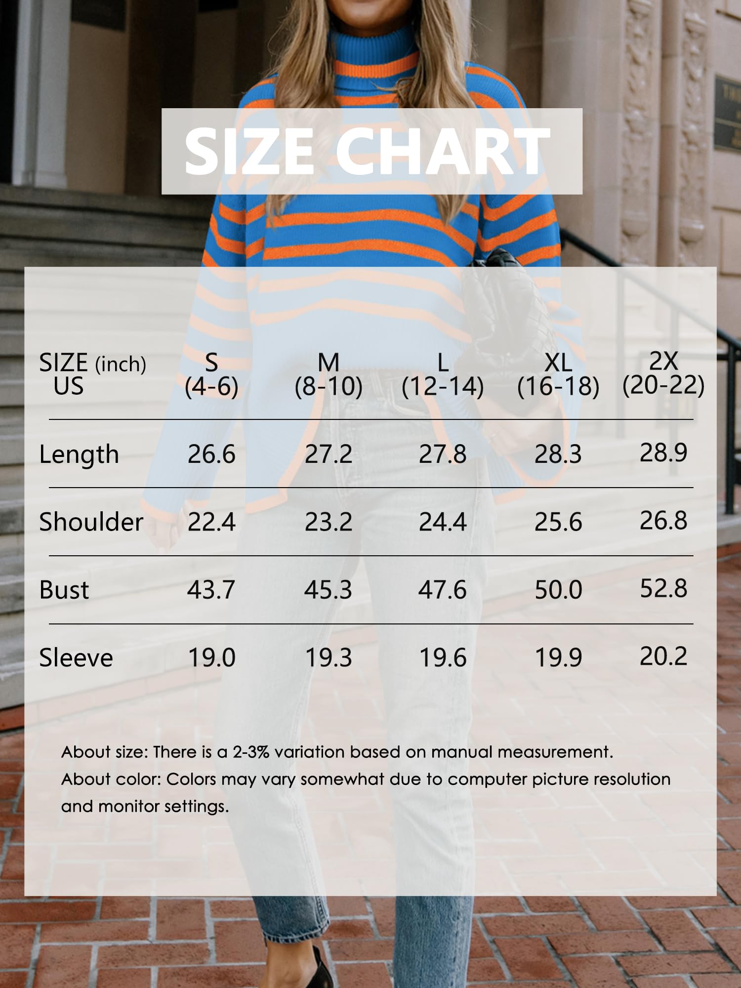 Long Sleeve Turtle Neck Striped Knit Top