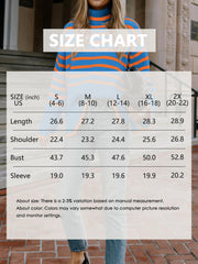 Long Sleeve Turtle Neck Striped Knit Top