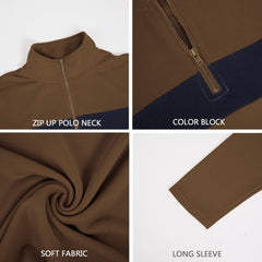 Mens Quarter Zipper Long Sleeve Shirt