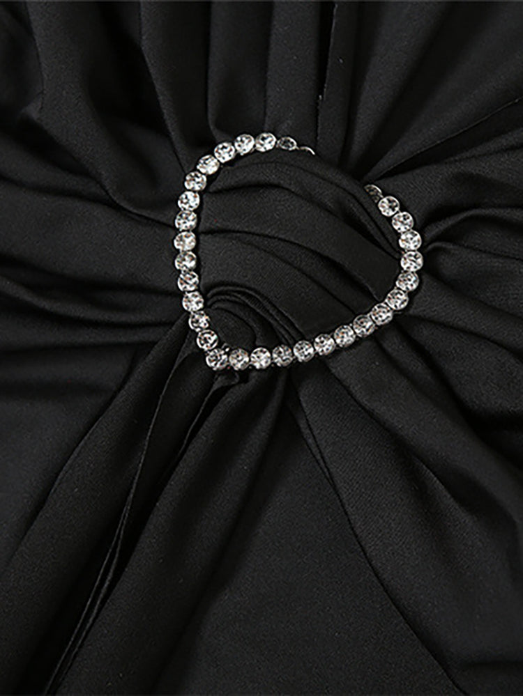 Solid Color Asymmetrical Tie-Waist Maxi Dress