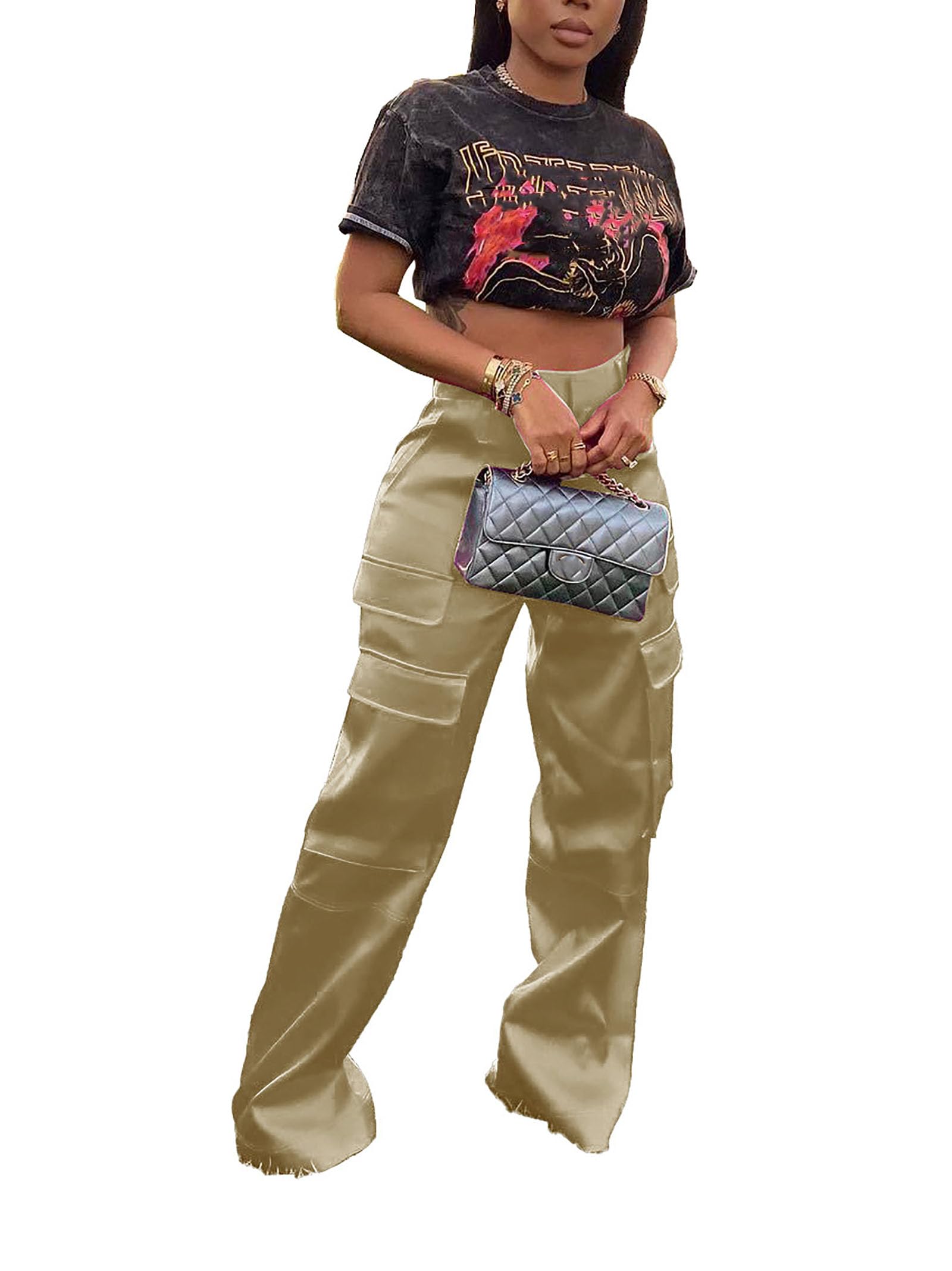 High Wasited Wide Leg Pants with Pockets