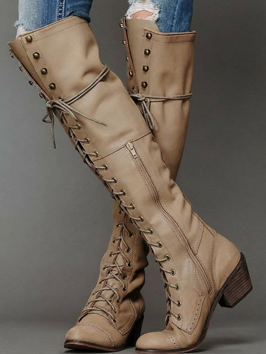 Lace-Up Over-the-Knee Boots