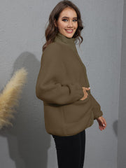 Long Sleeve Button Donw Fleece Jackets