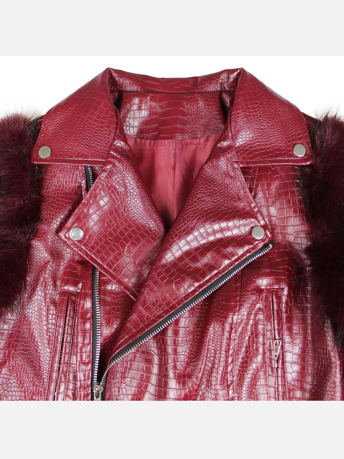PU Leather Patchwork Moto Jacket