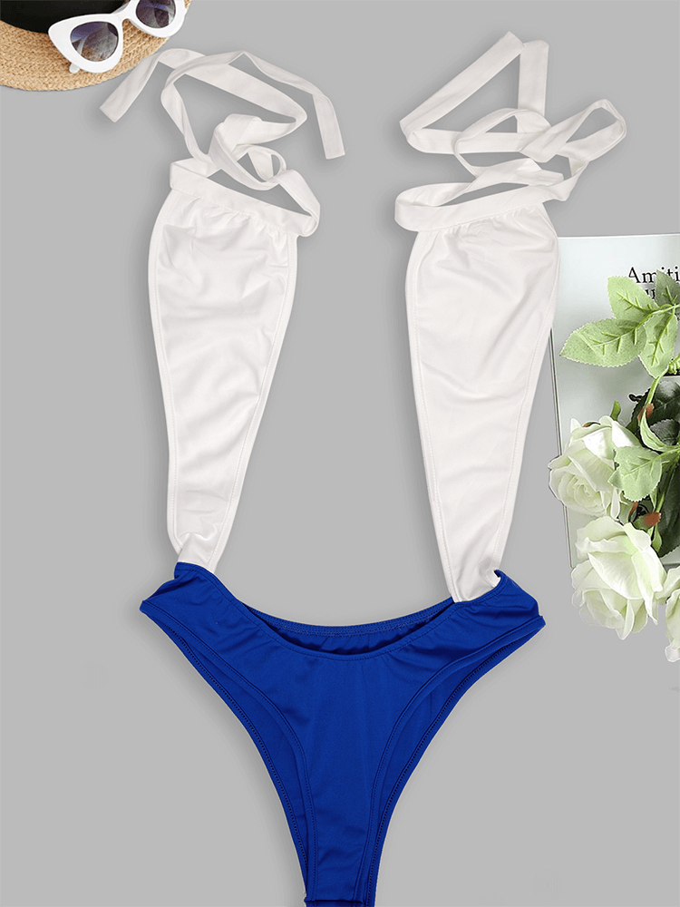 One Piece Halter Criss Cross Wrap Bikini Bandage Swimsuit