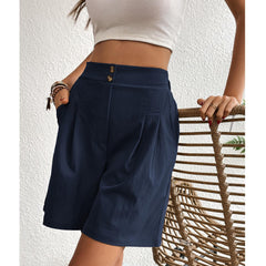 High Waisted Button Up Shorts with Two Pockets