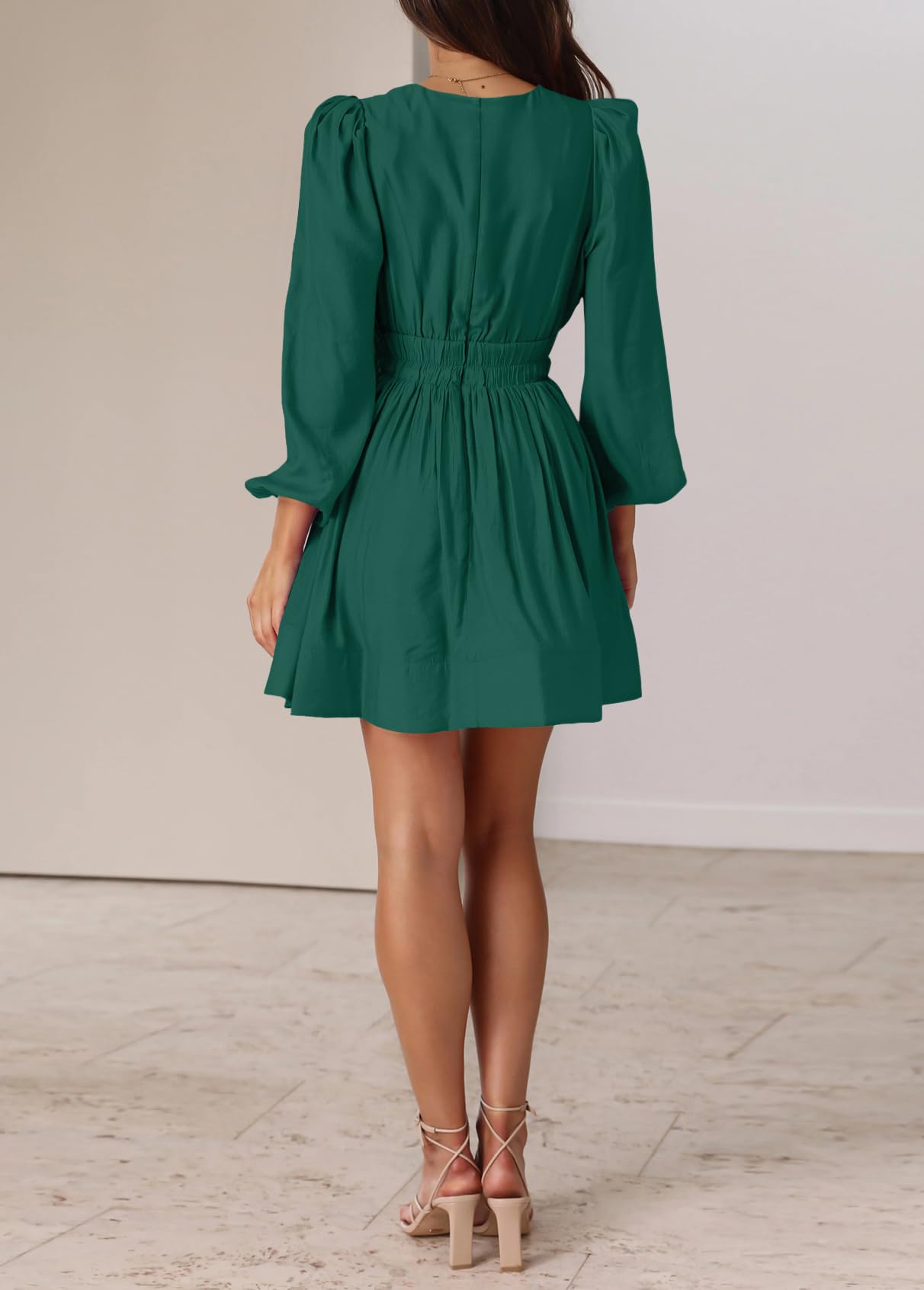 Long Sleeve V Neck Mini Dress