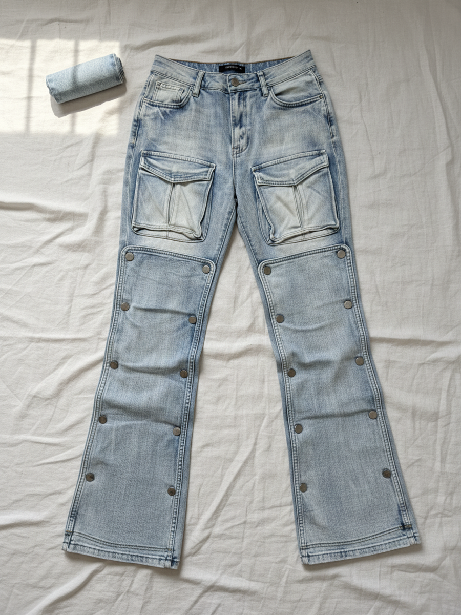 Multi-Pocket Straight Leg Jeans