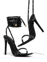 Sparkling Rhinestone Ankle Strap High Heel Sandal