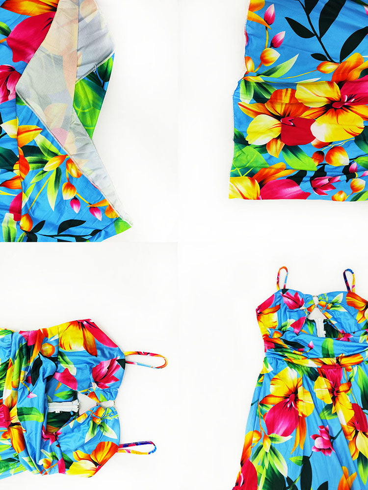 Spaghetti Strap Printed Tie-Dye Maxi Dress