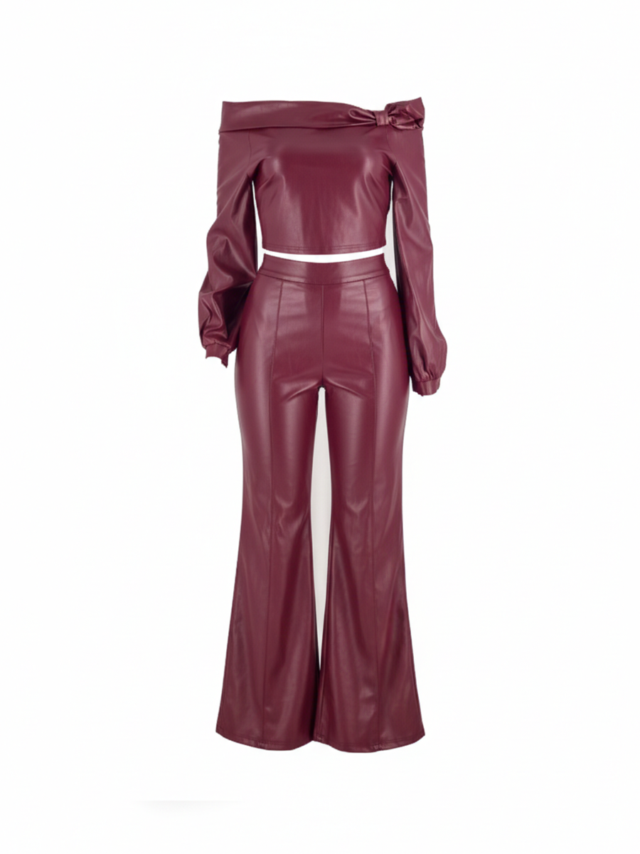 Off-Shoulder-Set aus PU-Leder