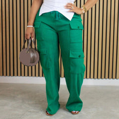 Corduroy High Waisted Baggy Cargo Pants