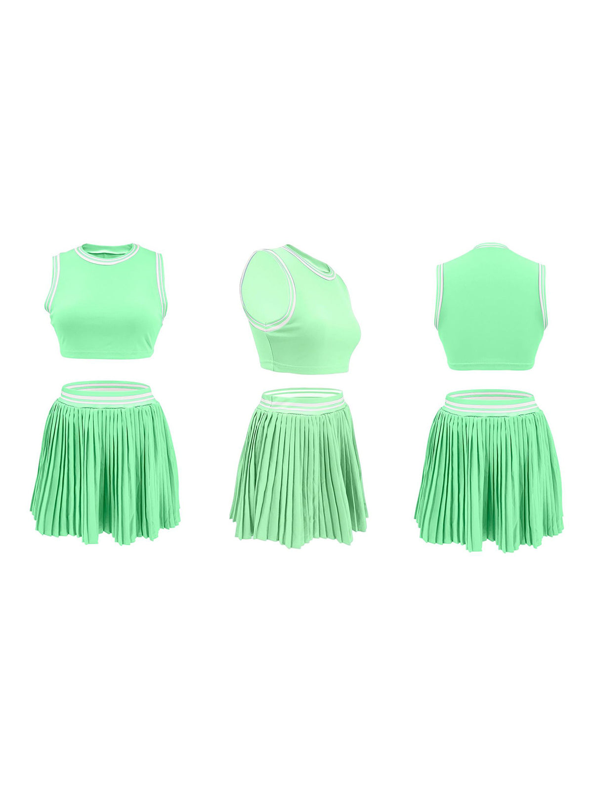 Sleeveless Crop Top Pleated Skirt Set
