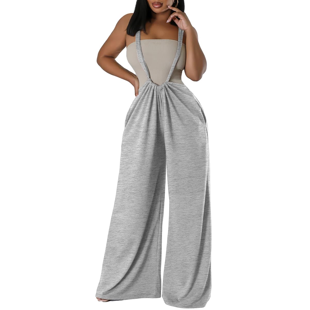 Sleeveless Adjustable Strap Baggy Wide Leg Overalls