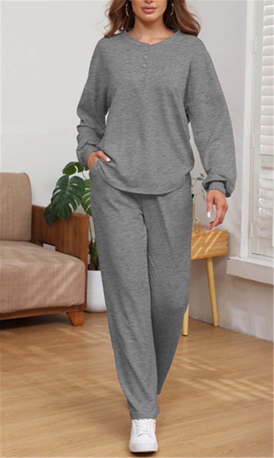 Two Piece Long Sleeve Crop Top Wide Leg Pants