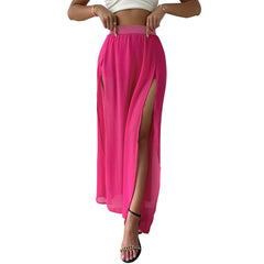 Mesh Swimsuit Cover Up Slit Skirts
