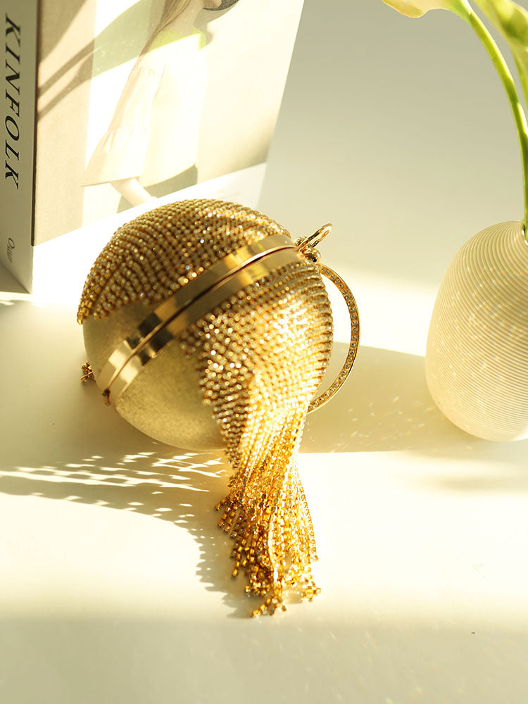 Rhinestone Tassel Clutch Handbag