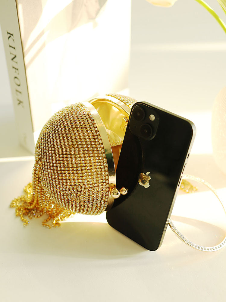 Rhinestone Tassel Clutch Handbag