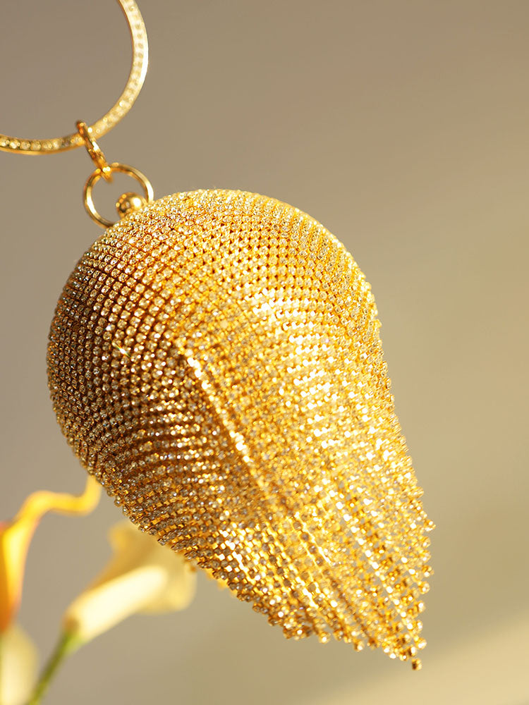 Rhinestone Tassel Clutch Handbag