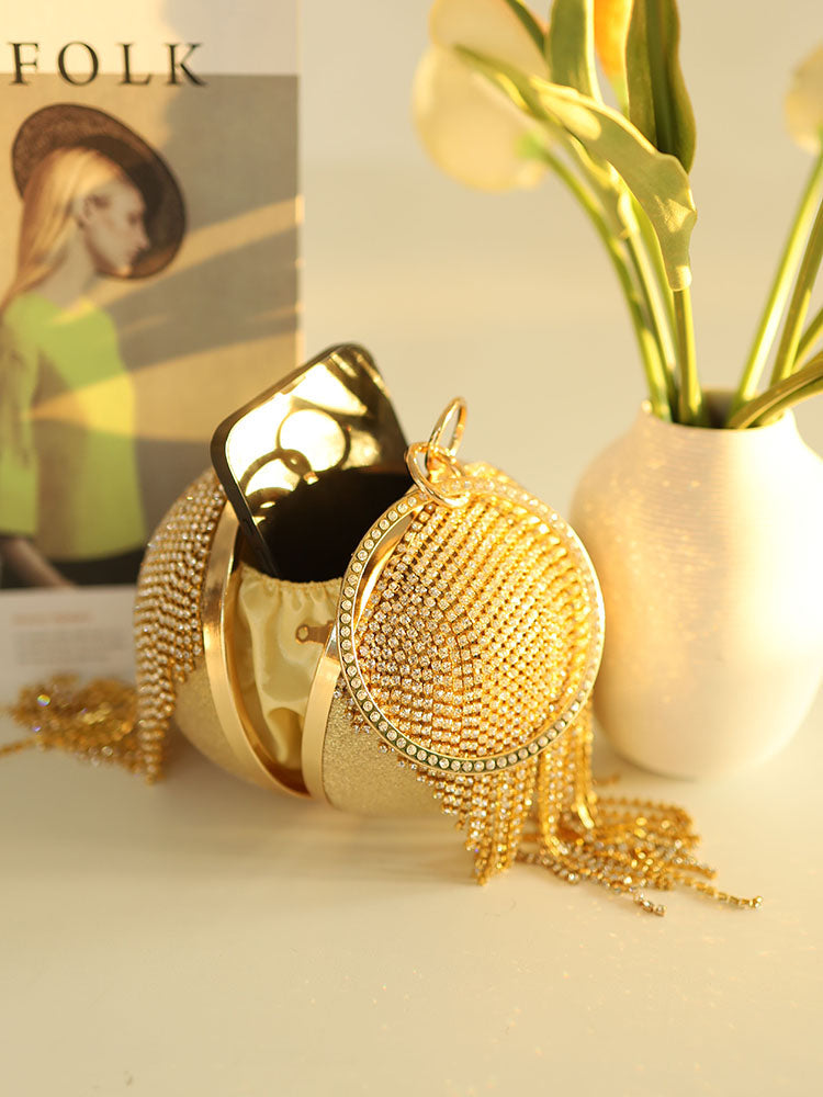 Rhinestone Tassel Clutch Handbag
