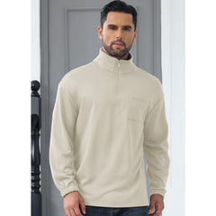 Mens Quarter Zip Long Sleeve Sweatshirt