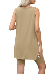 Two Piece Solid Tunic Biker Shorts